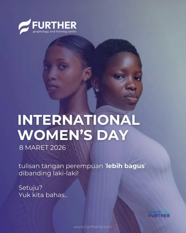 Happy International Women's Day! 💕  Ada kelembutan yang seringkali tidak terlihat namun terasa. Hari ini kita merayakan setiap perempuan dengan segala kepekaan, keberanian, dan empati yang mereka bawa ke dunia,  Karena di balik setiap goresan tulisan, tersimpan cerita tentang kehangatan, kedekatan emosional, dan intuisi halus yang menjadi keindahan khas perempuan.  #internationalwomensday❤️
#womenempowerment  𝗙𝗨𝗥𝗧𝗛𝗘𝗥
graphology and training center
www.furtherid.com
Mail: info@furtherid.com
WA. : 0895-333-56-9988  #knowyoufurther #growfurther